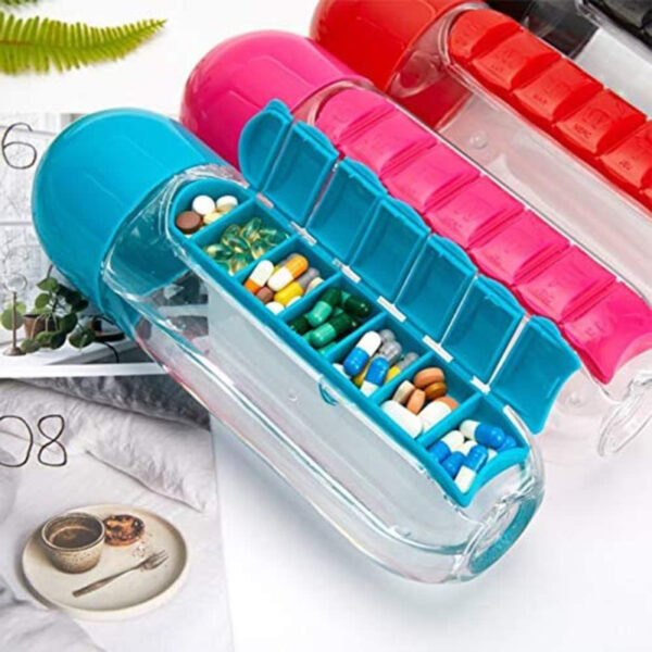 2-in-1 Weekly Pill Organizer & Water Bottle for Medicine and Vitamins - Image 6