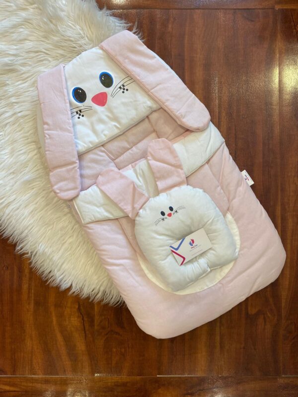 Adorable Bunny Themed Baby Carry Nest with Pillow - Image 2