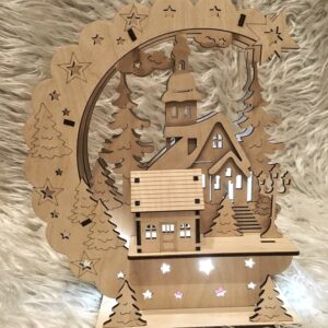 Wooden Multi-Layer Shadow Table Lamp